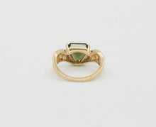 Load image into Gallery viewer, Vintage 14K Yellow Gold Shield Cut Peridot Diamond Ring