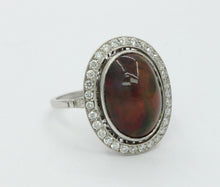 Load image into Gallery viewer, Vintage Platinum Black Australian Opal Diamond Cocktail Ring