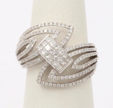 Load image into Gallery viewer, Mid Century 18K White Gold Diamond Bypass Ring, Engagement Ring