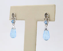 Load image into Gallery viewer, 14K White Gold Briolette Blue Topaz Earrings