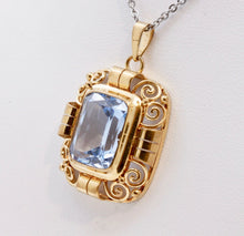 Load image into Gallery viewer, Mid Century Emerald Cut Topaz 9K Yellow Gold Pendant