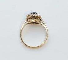Load image into Gallery viewer, Beautiful Victorian Blue Sapphire Old Miner Cut Diamonds 18K Yellow Gold Ring