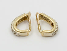 Load image into Gallery viewer, Vintage 14K Yellow Gold Diamond Omega Clip Earrings