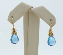 Load image into Gallery viewer, Vintage London Blue Topaz Floating Beads 18K Yellow Gold Earrings