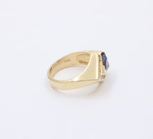Load image into Gallery viewer, Vintage 14K Gold Geometric Tanzanite And Diamond Ring Band