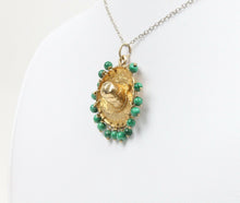 Load image into Gallery viewer, Vintage Sombrero Pendant 14K Yellow Gold Malachite