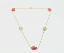 Load image into Gallery viewer, Vintage 14K Yellow Gold Garnet Station Necklace