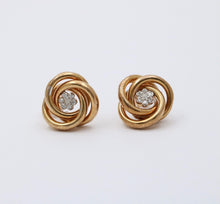 Load image into Gallery viewer, Vintage 14K Gold Knot or Sweller Diamond Studs Earrings
