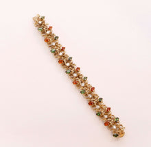 Load image into Gallery viewer, Vintage La Triomphe Diamonds Tourmaline Citrine 14K Yellow Gold Bracelet