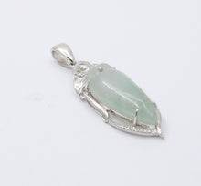 Load image into Gallery viewer, Vintage 18K White Gold Longevity Peach Jade Pendant