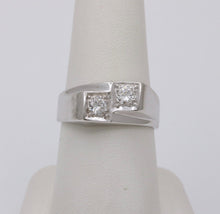 Load image into Gallery viewer, Vintage 14K White Gold Diamond Bypass Ring, Band.