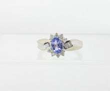 Load image into Gallery viewer, Vintage 14K White Gold Cornflower Blue Sapphire & Diamond Ring