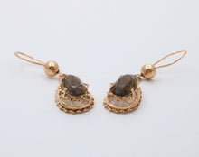 Load image into Gallery viewer, Victorian Revival Smoky Topaz 14K Yellow Gold Dangle Earrings