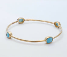 Load image into Gallery viewer, Vintage Ladies Turquoise 925 Gold Vermeil Bangle Bracelet
