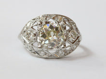 Load image into Gallery viewer, Art Deco Engagement Diamonds Platinum Ring