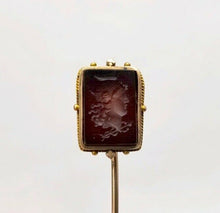 Load image into Gallery viewer, Vintage 10K Yellow Gold Sard Intaglio Stick Pin