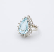 Load image into Gallery viewer, Estate Aquamarine Diamonds 14K White Gold Ring