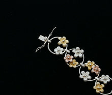Load image into Gallery viewer, Vintage Sterling Silver Tri Tone Floral Bracelet