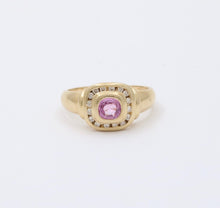 Load image into Gallery viewer, Vintage Pink Sapphire Diamonds 14k Yellow Gold Ring