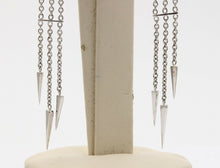 Load image into Gallery viewer, Vintage 14K White Gold Chandelier Onyx Diamond Earrings