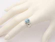 Load image into Gallery viewer, Vintage 14K White Gold Blue Zircon Diamond Ring, Cocktail Ring