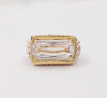 Load image into Gallery viewer, Striking 14K Yellow Gold Pink Kunzite And Ruby Tank Ring, Statement Ring