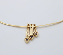 Load image into Gallery viewer, Striking 14K Gold Tanzanite, Opal and Diamond Three Arrows Pendant Necklace.