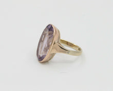 Load image into Gallery viewer, Vintage 9K Yellow Gold Rose De France Amethyst Solitaire Ring