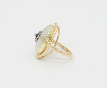 Load image into Gallery viewer, Vintage 14K Yellow Gold Floral Diamond Carved Rock Crystal Ring