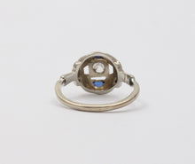 Load image into Gallery viewer, Art Deco Diamond Sapphires 18K White Gold Engagement Cocktail Ring