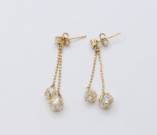 Load image into Gallery viewer, 14K Yellow Gold Cubic Zirconia Dangling Drop Earrings