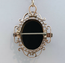Load image into Gallery viewer, Victorian Cameo 14K Rose Gold Onyx Brooch Pendant Pin