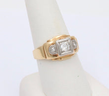 Load image into Gallery viewer, Vintage 14K Two Tone Gold Diamond Ring Band. Unisex Ring.
