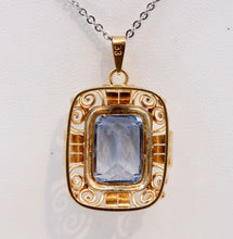 Load image into Gallery viewer, Mid Century Emerald Cut Topaz 9K Yellow Gold Pendant