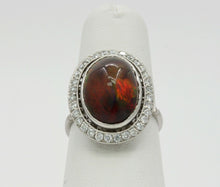 Load image into Gallery viewer, Vintage Ladies Cabochon Opal Diamonds Platinum Ring