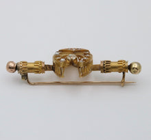 Load image into Gallery viewer, Victorian Era Russian Diamond Seed Pearls 16K Yelllow Gold Brooch Pin