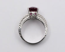 Load image into Gallery viewer, Large Cocktail Rhodolite Garnet Diamonds 14K White Gold Ring