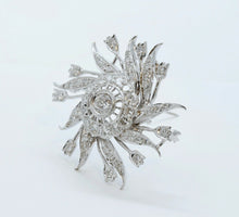 Load image into Gallery viewer, Ladies Vintage Flower Pinwheel 14K White Gold Diamonds Brooch Pin Pendant