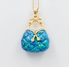 Load image into Gallery viewer, Cute Vintage 14K Synthetic Opal Diamond Purse Pendant