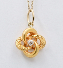 Load image into Gallery viewer, Art Deco Infinity Hoops Diamond 18K Yellow Gold Pendant