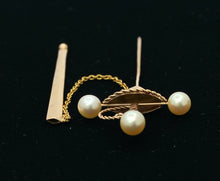 Load image into Gallery viewer, Victorian Sword Brooch 14K Yellow White Gold Diamond Pearls