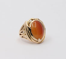 Load image into Gallery viewer, Art Nouveau Agate 14K Yellow Gold Ring