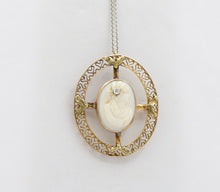 Load image into Gallery viewer, Vintage 14K Yellow Gold Cameo Pedant with Chain