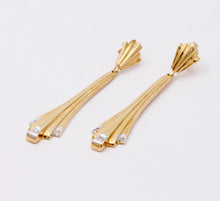 Load image into Gallery viewer, Art Deco 14K Yellow Gold Geometry Diamond Tapered Drop Earrings