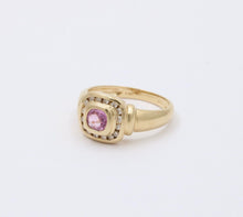 Load image into Gallery viewer, Vintage Pink Sapphire Diamonds 14k Yellow Gold Ring