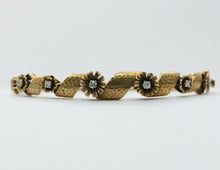 Load image into Gallery viewer, Vintage 14K Yellow Gold Floral Swirl Diamond Bangle