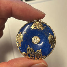 Load image into Gallery viewer, Vintage 14K Yellow Gold Lapis Lazuli Chinese Lucky Fortune Charm Pendant