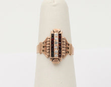 Load image into Gallery viewer, Art Deco Diamonds Garnets 14K Rose Gold Ring