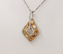 Load image into Gallery viewer, Parade Multi Color Diamond 18K White & Yellow Gold Pendant, Necklace. Estate