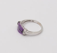 Load image into Gallery viewer, Vintage Amethyst Diamonds 10K White Gold Ring